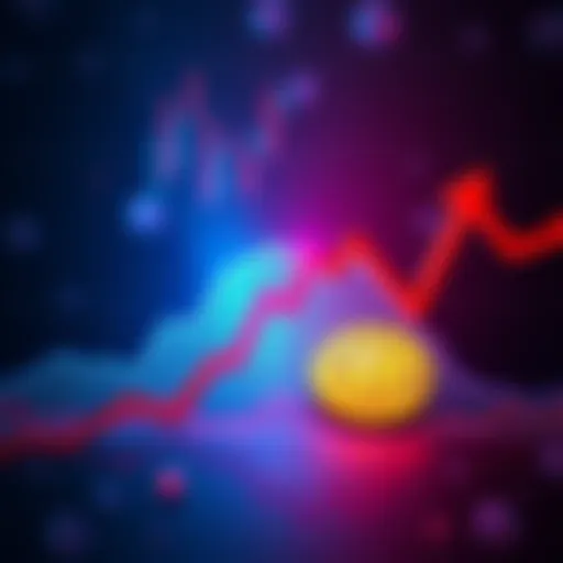 A graph showing Bitcoin's declining price with a downward trend and red arrows indicating loss.