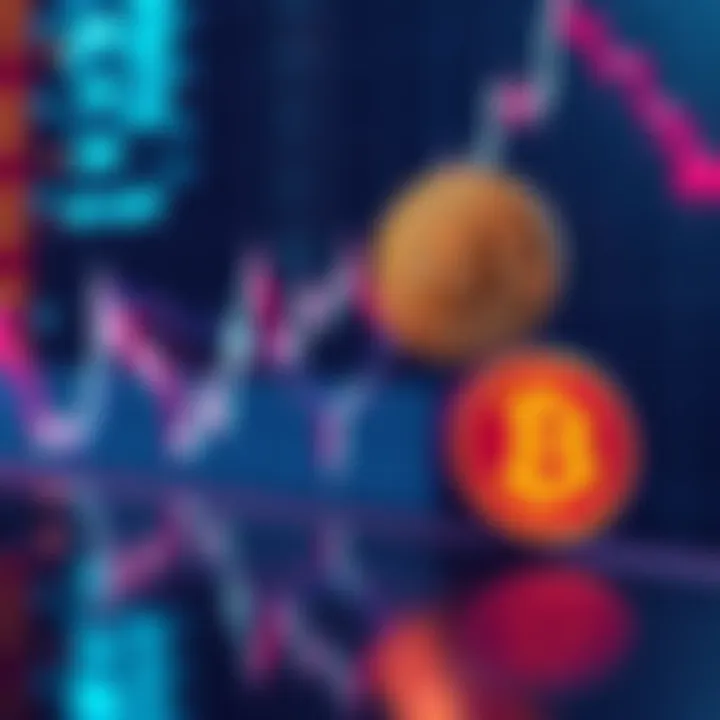 A graph showing the decline of Bitcoin prices, indicating fluctuations and investor concern, along with the Bitcoin logo