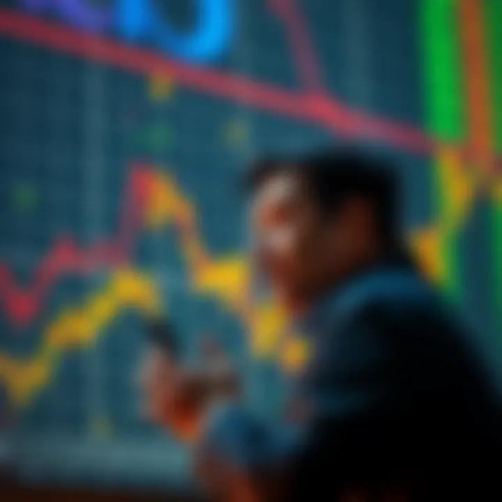 Graph showing a significant decline in Bitcoin value, with a worried investor observing the chart