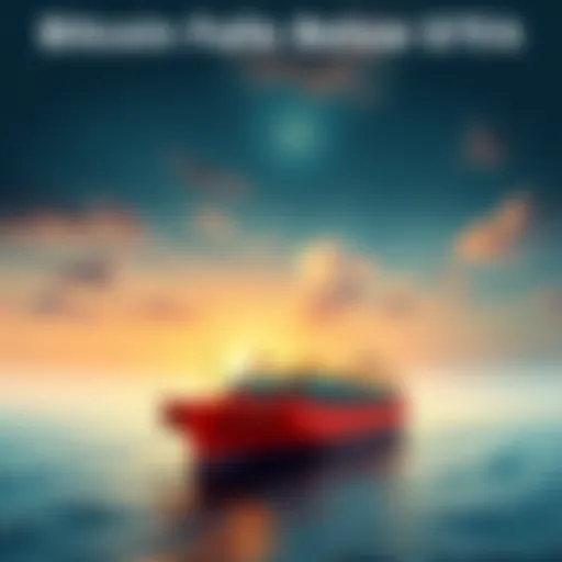 A visual representation of Bitcoin's decline below $75,000 alongside an empty Strait of Hormuz with no oil tankers in sight