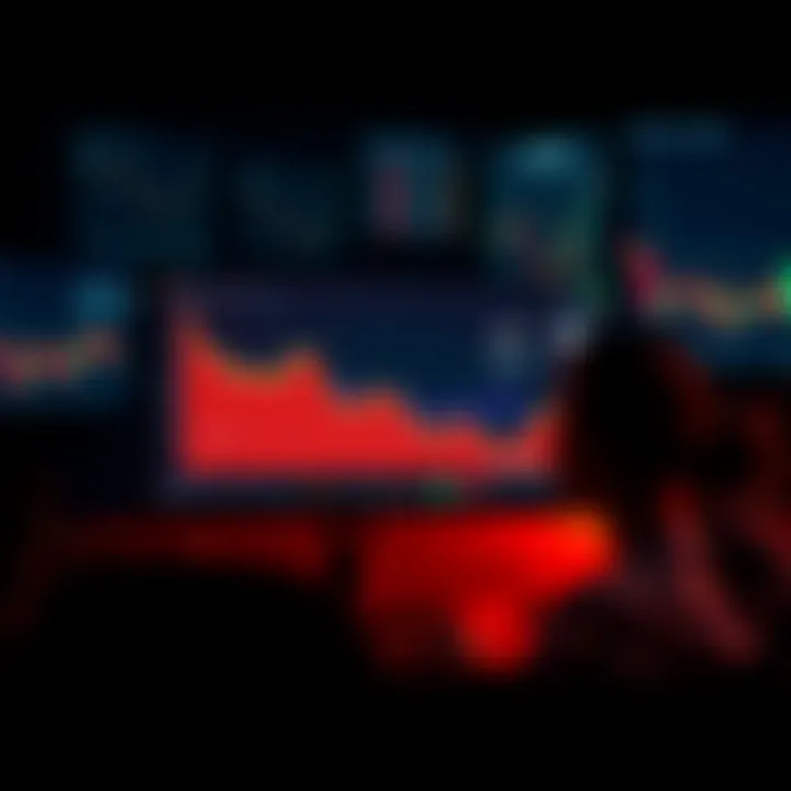 A person looking frustrated at a computer screen showing a declining Bitcoin price chart after a recent purchase.
