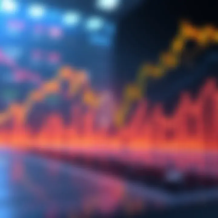 A downward trend line on a chart showing Bitcoin's price falling below $62,000, with visual emphasis on stock market fluctuations.