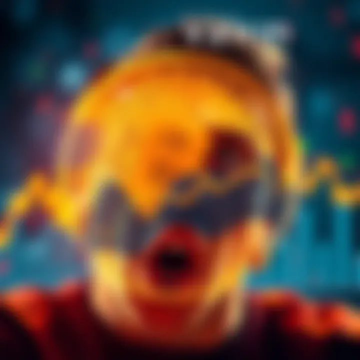Bitcoin price drop alarm A graphic showing a steep decline in Bitcoin's value over a short time, with a shocked expression on a person's face