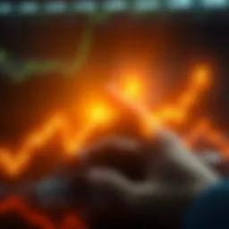 A graph showing Bitcoin's price rising sharply before a sudden drop, representing market volatility.