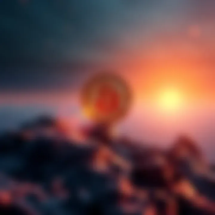 A digital representation of Bitcoin soaring towards $350K, with a futuristic backdrop symbolizing growth and possibility.