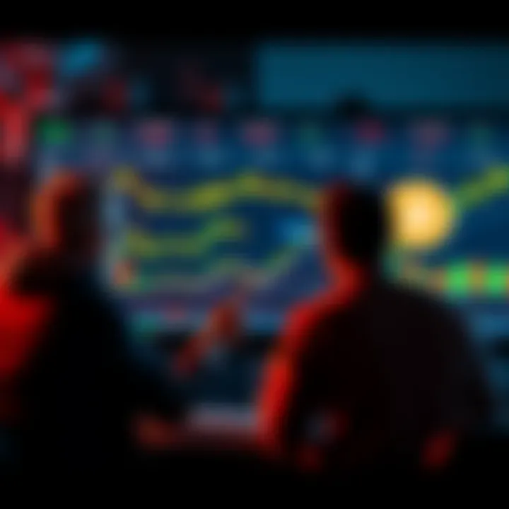 Bitcoin Price Prediction A group of friends discussing Bitcoin prices with graphs and charts on a screen, showing optimistic trends