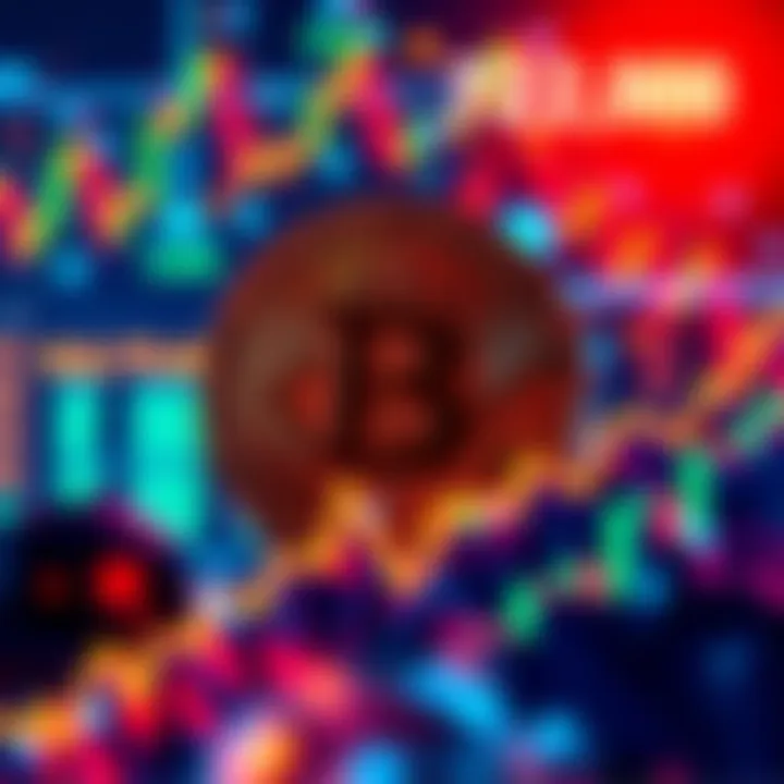 A graphic showing Bitcoin rising above $72,000 with a background of financial charts and symbols.