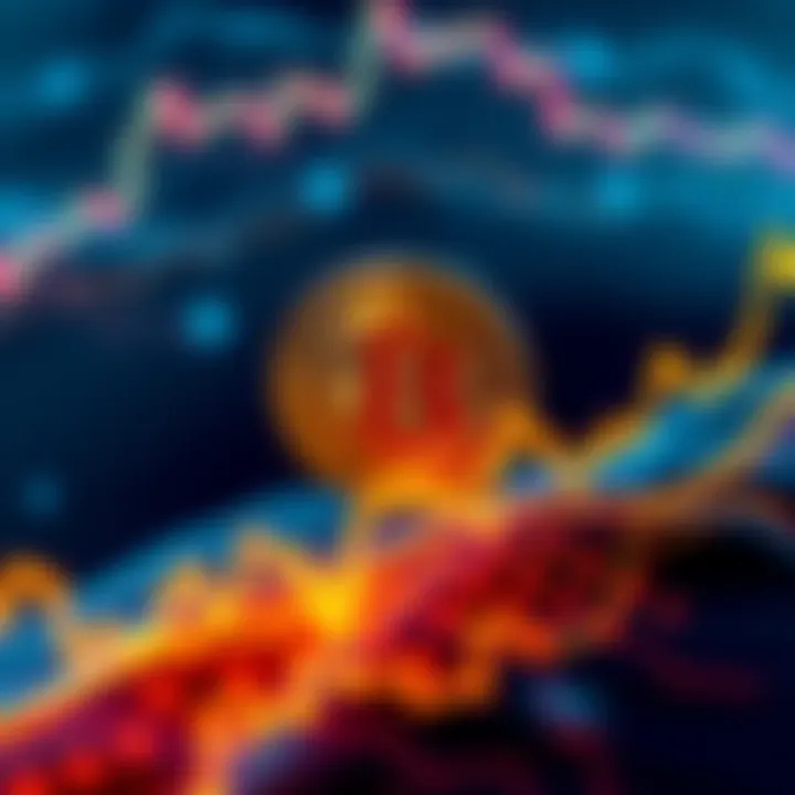 Bitcoin Price Surge Bitcoin logo with a rising graph line indicating a price increase above a trendline