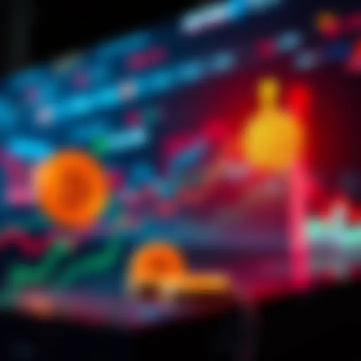 Bitcoin Price Surge A graph showing the rising trend of Bitcoin prices with coin symbols and upward arrows