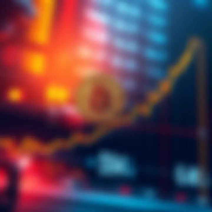 Bitcoin Price Surge A chart showing Bitcoin's price rising from 59K to 64K, with upward trend lines and market indicators