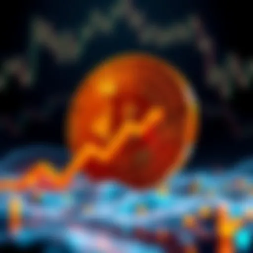 Bitcoin logo with an upward arrow indicating price increase, symbolizing growth in the cryptocurrency market