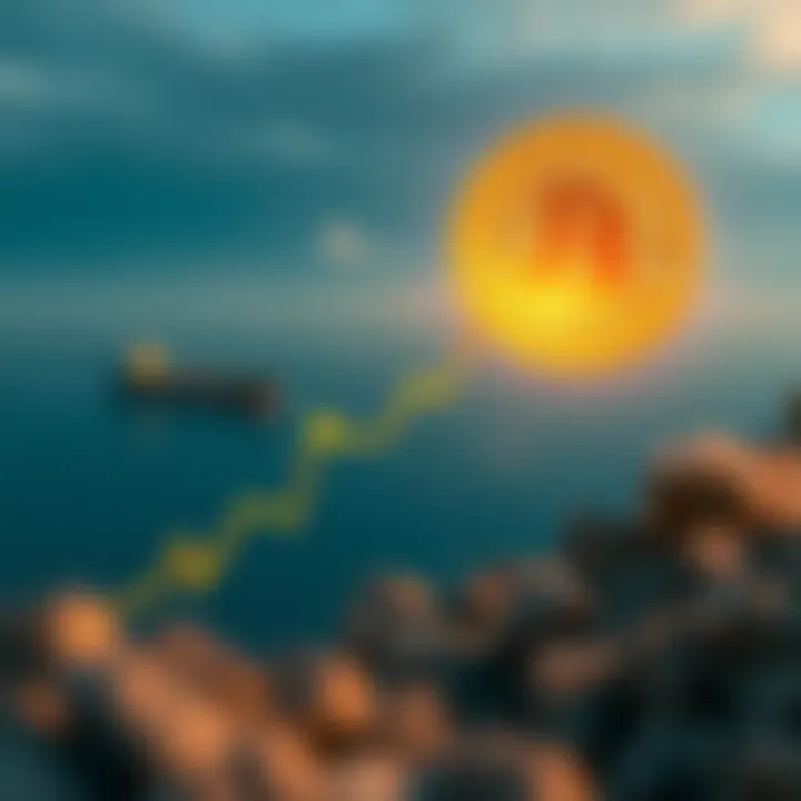 A graphic showing Bitcoin's price rising to $77K with the Hormuz Strait in the background symbolizing market stabilization.