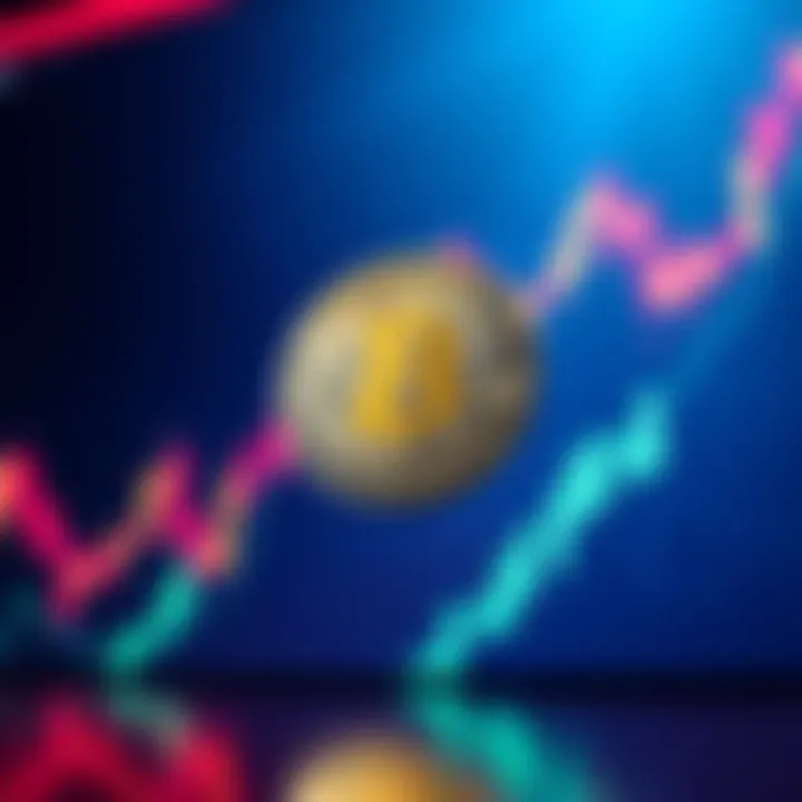 Bitcoin symbol with profit chart Bitcoin symbol in front of a rising profit chart, illustrating investment strategy and market volatility