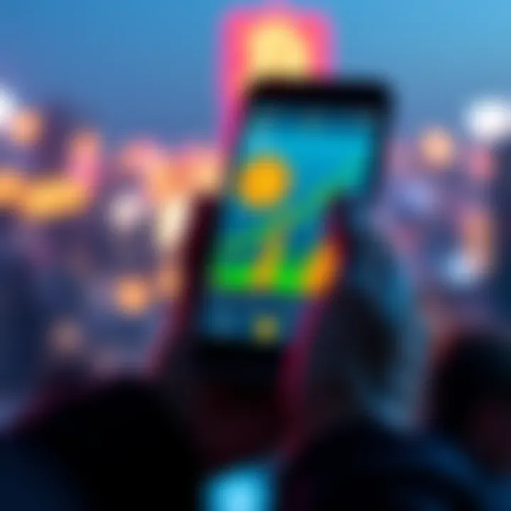 A person holding a smartphone displaying a Bitcoin wallet with rising graphs, showing enthusiasm for recent BTC purchase and market trends.