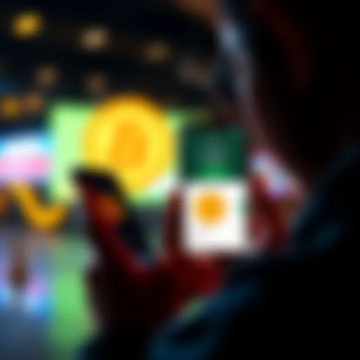 A person looking at a smartphone showing the Cash App interface with Bitcoin information on the screen.