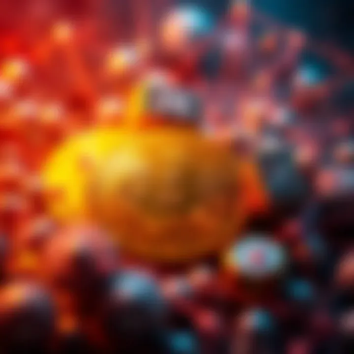 A visual representation of Bitcoin surrounded by quantum technology symbols, illustrating the potential threat to cryptocurrency.