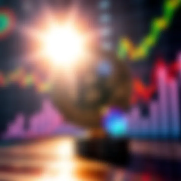 A glowing Bitcoin symbol with a backdrop of financial charts and rising graphs, symbolizing investment growth and optimism.