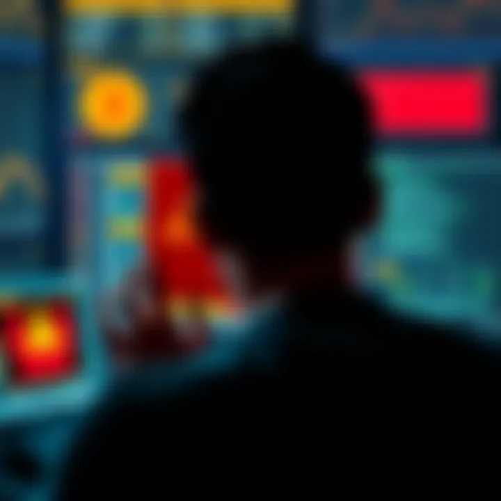 A person looking at a computer screen with warning signs about Bitcoin scams