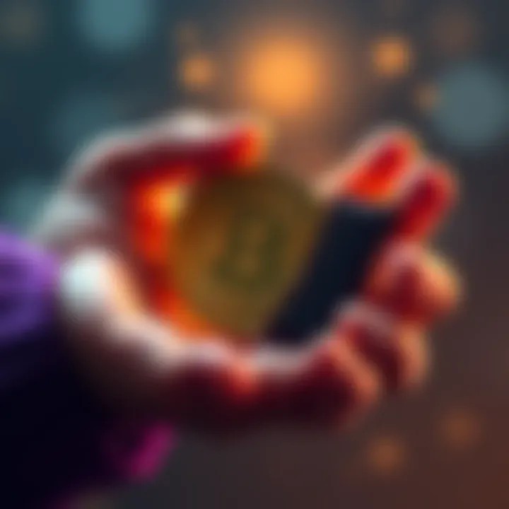 A person holding a Bitcoin wallet securely in their hands, representing self-custody of funds.