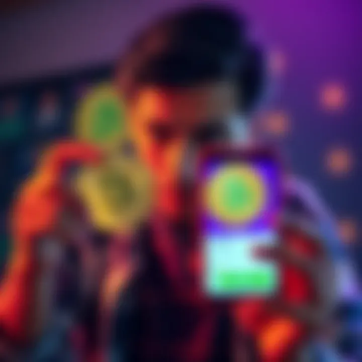 A person looking thoughtfully at a Bitcoin while holding a smartphone displaying a sell transaction.
