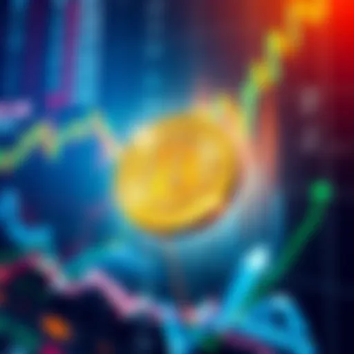 Illustration showing the Bitcoin halving event and its relationship with S&P 500 stock performance, depicting fluctuating graphs and market indicators.