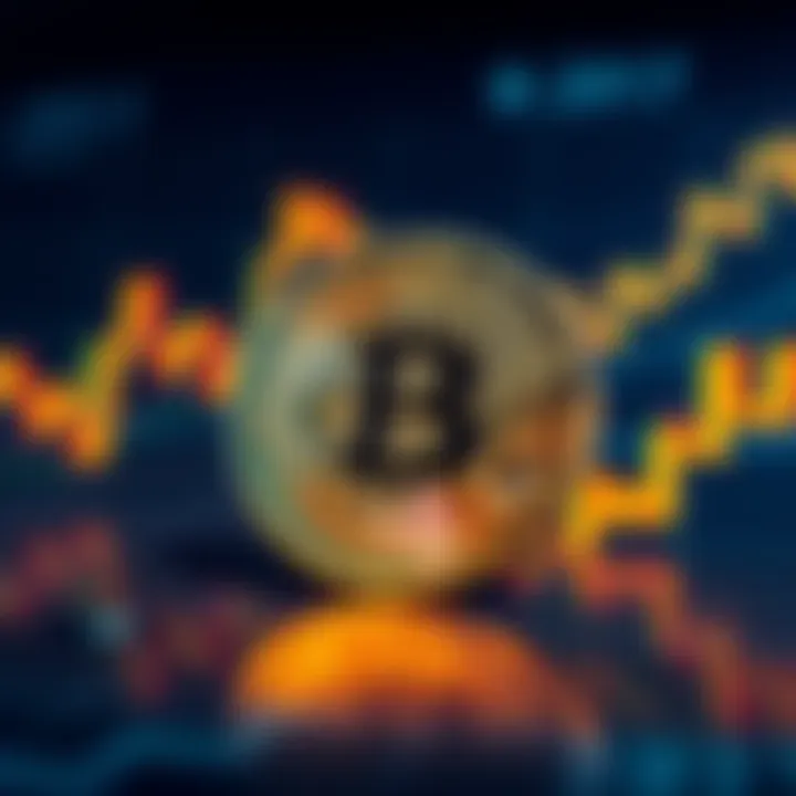 Bitcoin as a Store of Value A Bitcoin coin placed on a graph showing fluctuating prices, symbolizing its volatility and trust as a store of value.