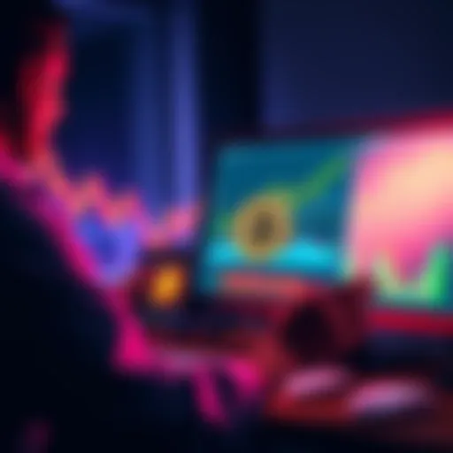 A person analyzing Bitcoin trends on a computer screen with charts and graphs