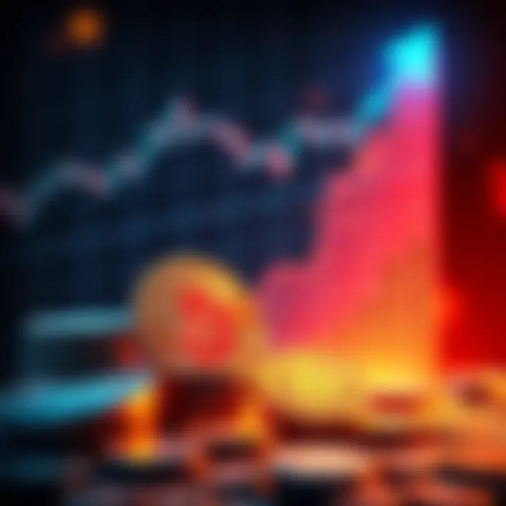 Bitcoin and Strategy Growth A digital illustration showing Bitcoin coins rising in value with a graph depicting an upward trend, symbolizing potential market growth.