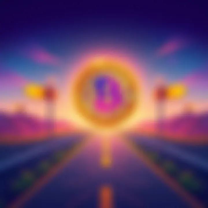 An illustration showing a Bitcoin symbol at a crossroads with directional signs indicating different strategies and challenges ahead.