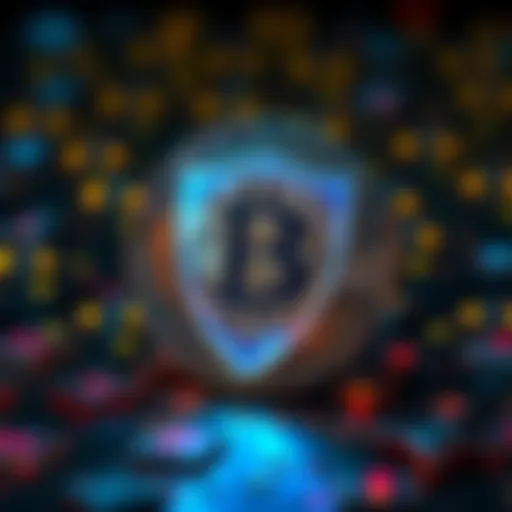 A digital representation of Bitcoin with a shield symbol, emphasizing security and resilience against attacks