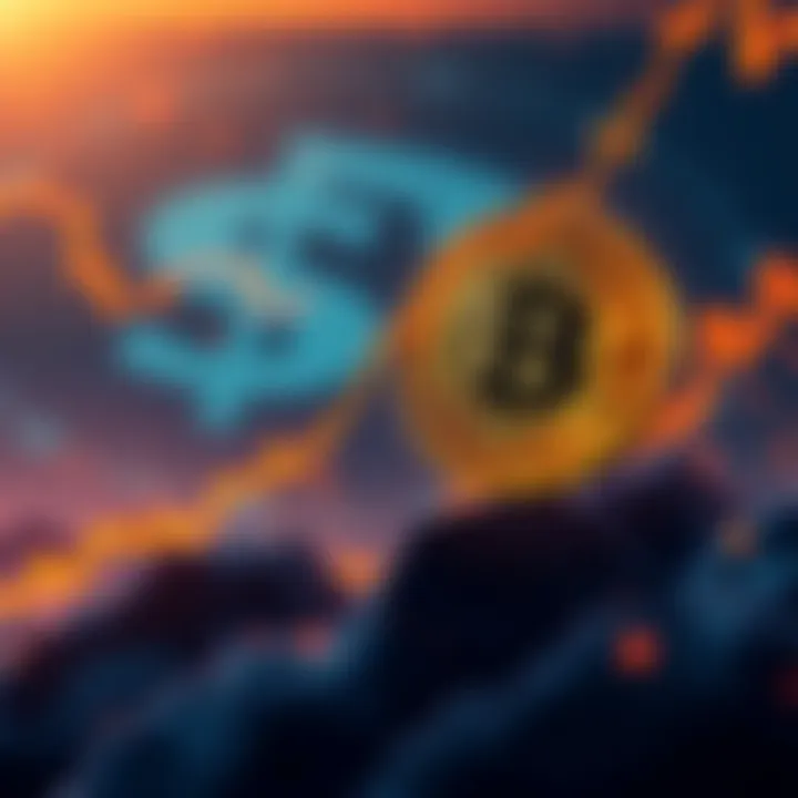Graph showing Bitcoin's price increase over time with a dollar symbol in the background.
