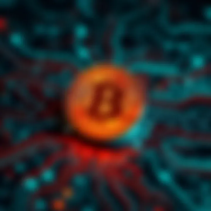 A glowing Bitcoin symbol floating over a digital circuit board background, representing its unique position in cryptocurrency.