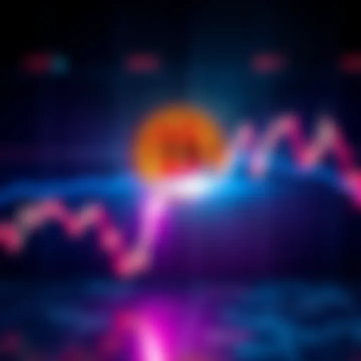A Bitcoin symbol surrounded by a downward trendline on a chart, representing financial uncertainty.