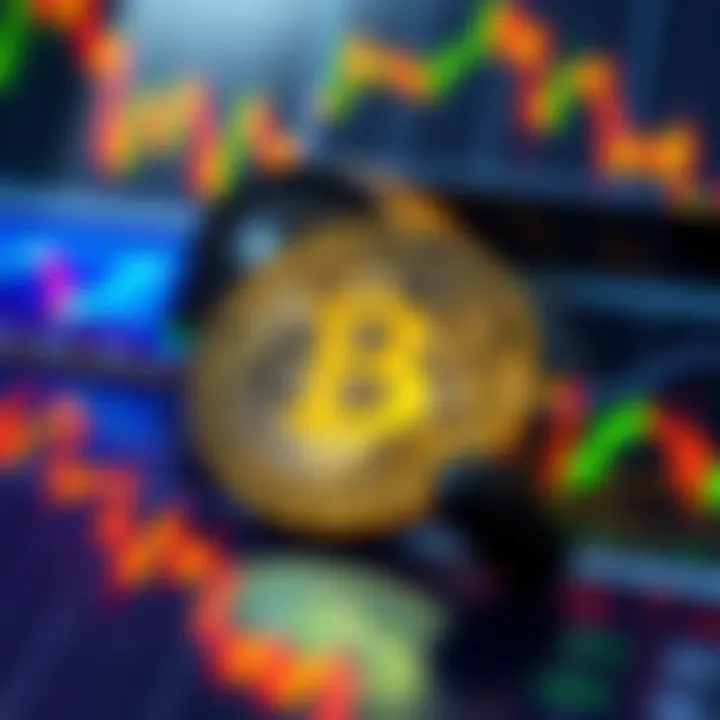 Bitcoin symbol surrounded by declining market trend charts, reflecting investor concerns and hope in bear market