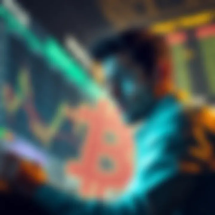 A person looking at a chart showing Bitcoin prices with a concerned expression, symbolizing the risks of selling Bitcoin now.