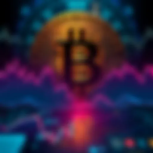 A graph showing a steep decline in Bitcoin spot trading volume over time, indicating reduced market activity, with a backdrop of a Bitcoin logo.