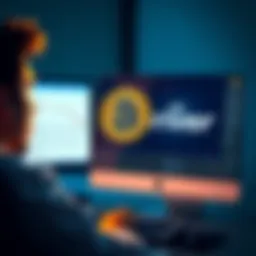 Bitcoin Transfer Confusion A person looking confused while trying to send Bitcoin on a computer, with a River logo on the screen, showing unclear documentation requirements.