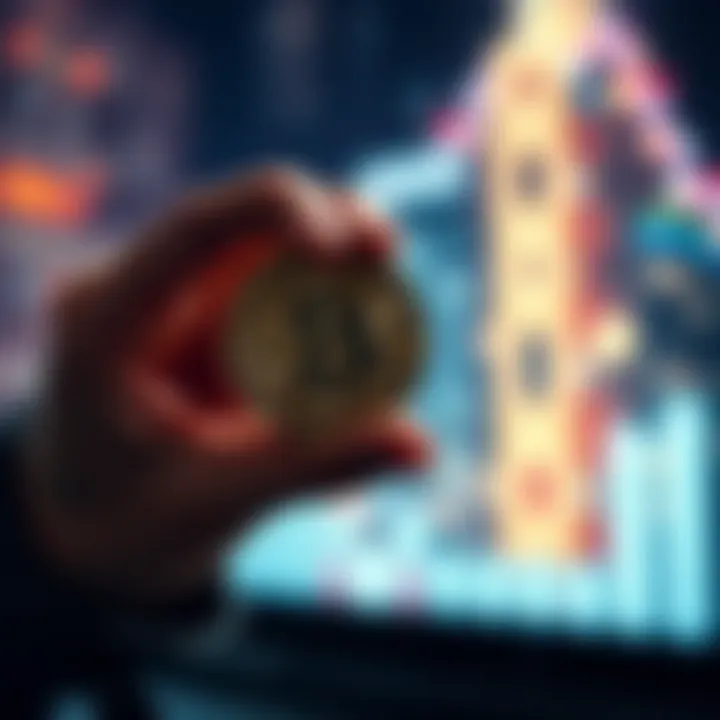 A person holding a Bitcoin coin, symbolizing commitment to long-term belief in cryptocurrency.