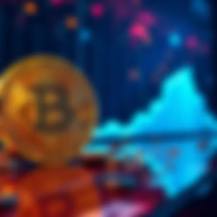 A digital representation of a Bitcoin symbol with a declining graph in the background, symbolizing the fall of cryptocurrency value.