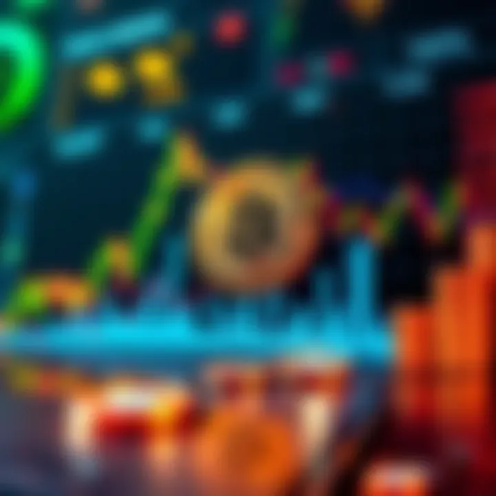 A graphic showing Bitcoin price trends and mining activity with charts and icons representing market dynamics.