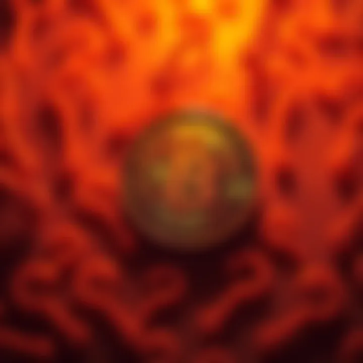 A Bitcoin logo surrounded by question marks, symbolizing uncertainty about its future.