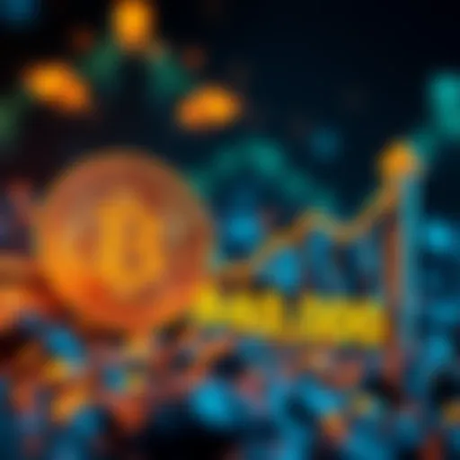 A visual representation of Bitcoin's estimated value reaching $840,000, featuring a Bitcoin symbol and upward trend graph.