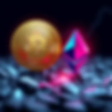 A graphic showing Bitcoin's price stagnation and Ethereum's projected growth, symbolizing their respective futures in cryptocurrency.