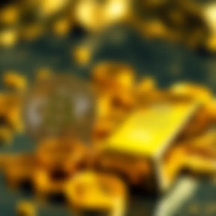 A visual comparison between Bitcoin and gold coins, showing Bitcoin's digital representation alongside traditional gold bars.