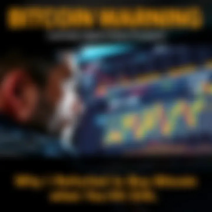 Bitcoin Warning Signs A person looking at a graph showing Bitcoin price fluctuations with concerned expression