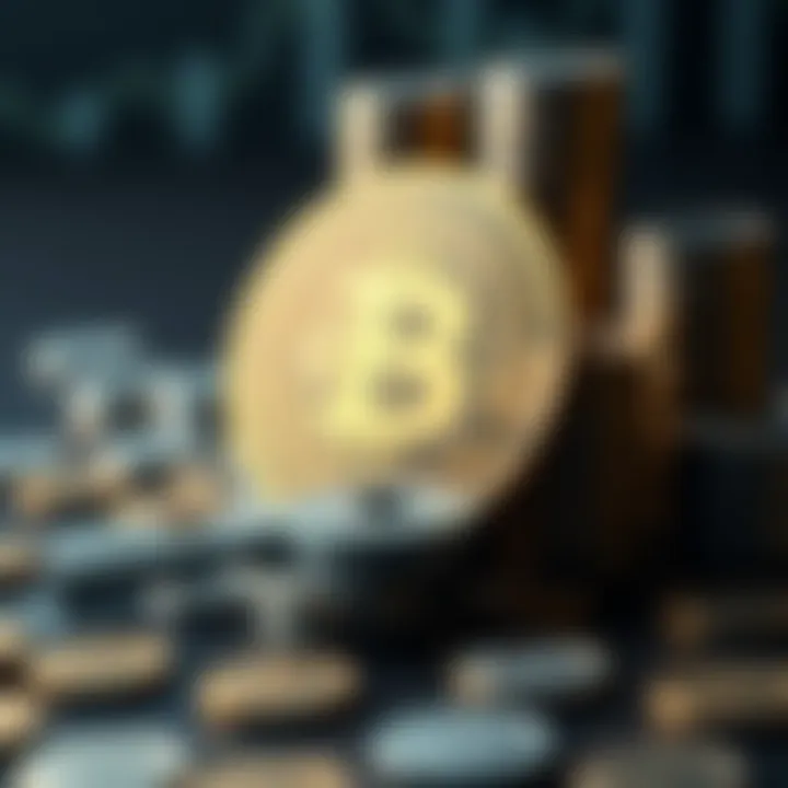 A visual representation of Bitcoin as a key to wealth, featuring a Bitcoin symbol with stacks of coins in the background.