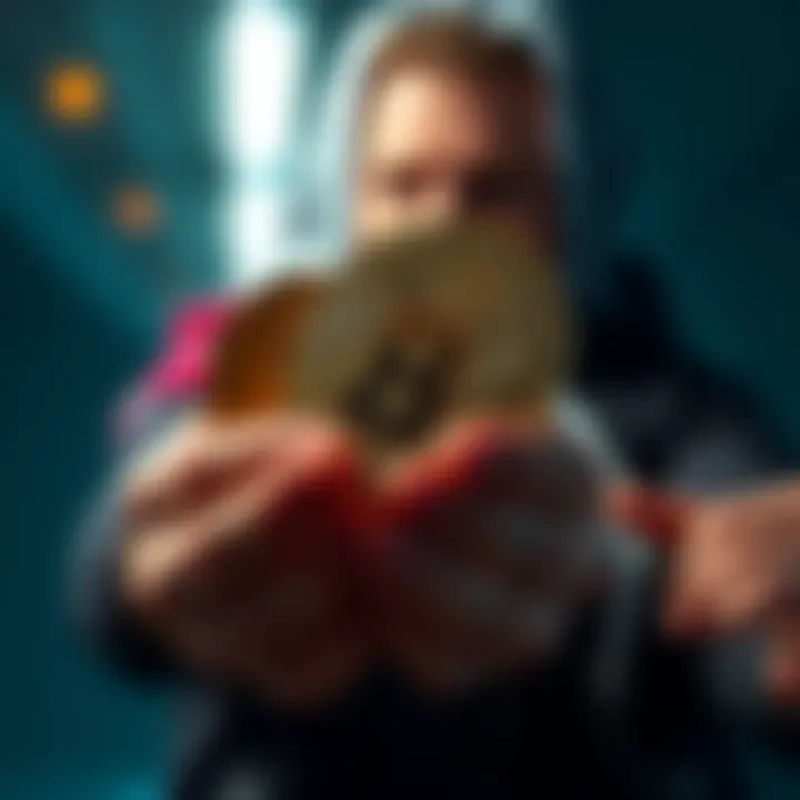 Bitcoins in hand A person holding a handful of Bitcoins with a regretful expression, reflecting on past investment decisions.