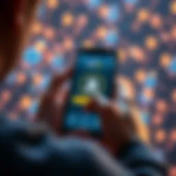 A person using a smartphone to explore the BitGo cryptocurrency wallet interface with digital coins in the background