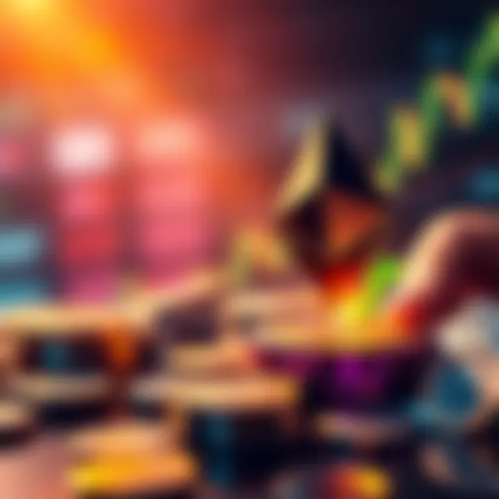 Bitmine Immersion plans to invest in Ethereum, symbolizing growth in cryptocurrency with visual representation of Ethereum logo and stock market graphics.