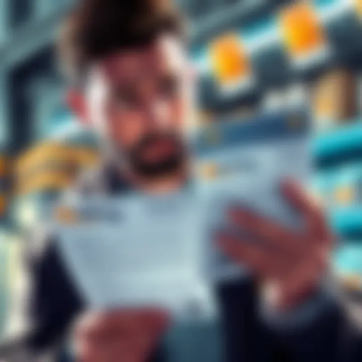 A merchant looking worried while examining a notice about BitPay's new KYC requirements for Bitcoin transactions